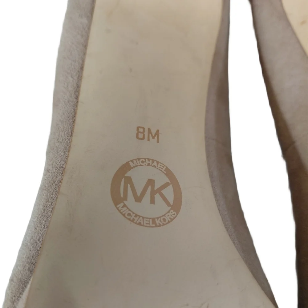 Michael Kors Antoinette Beige Suede Pumps Women's Size 8 Tan Platform Heels